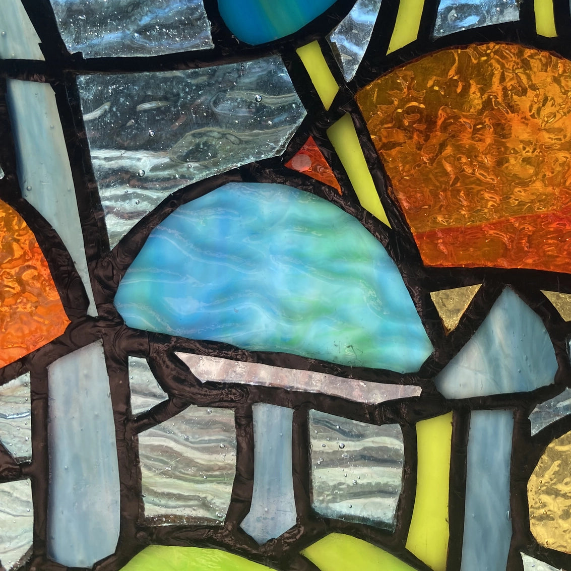 Mushrooms Stained Glass Window Panel