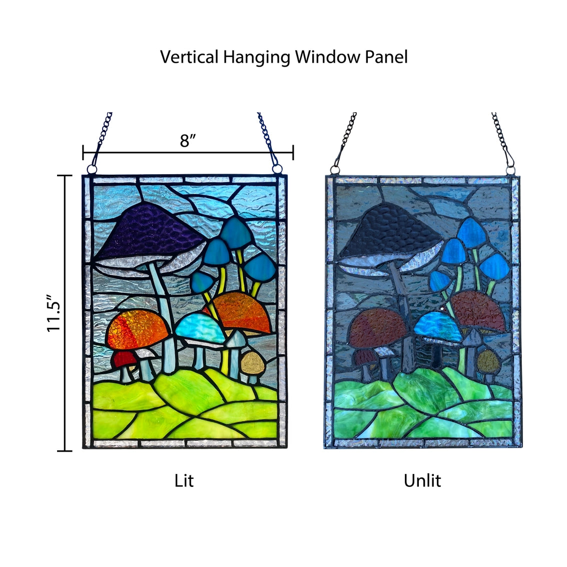 Mushrooms Stained Glass Window Panel