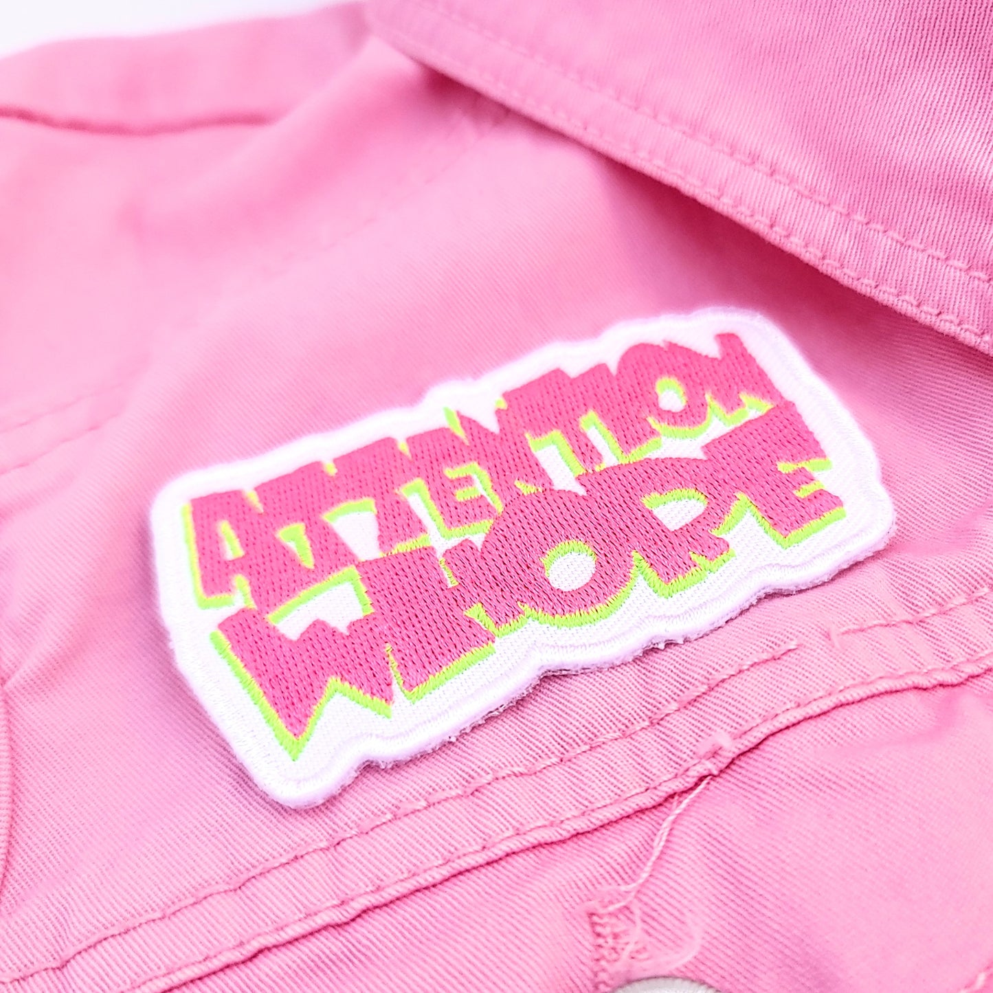 Attention Whore Black Light Glow Embroidered Patch