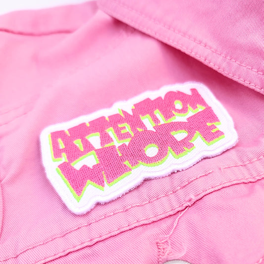 Attention Whore Black Light Glow Embroidered Patch