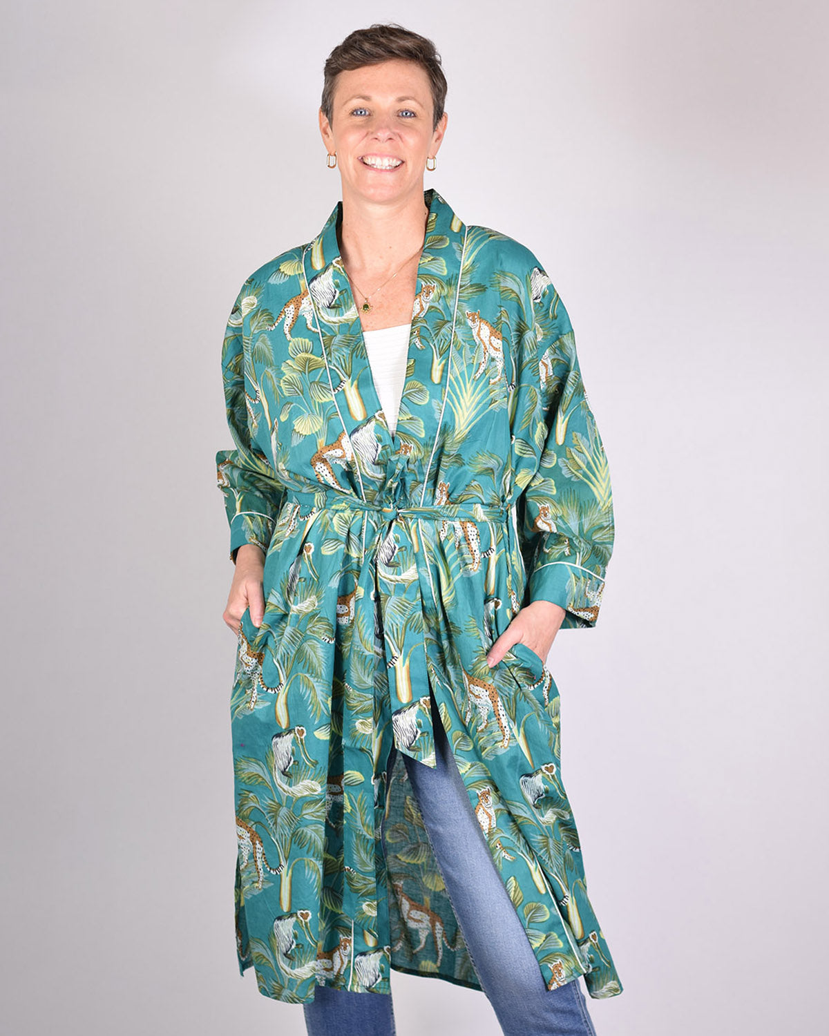 Lightweight Cotton Robe / Kimono - Monkey Forest
