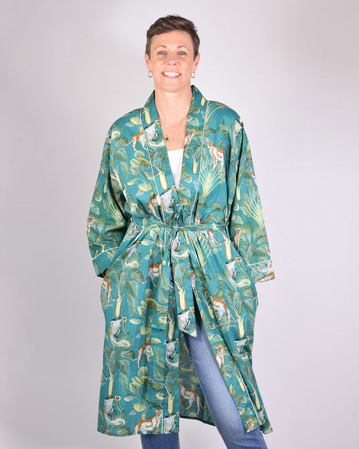 Lightweight Cotton Robe / Kimono - Monkey Forest
