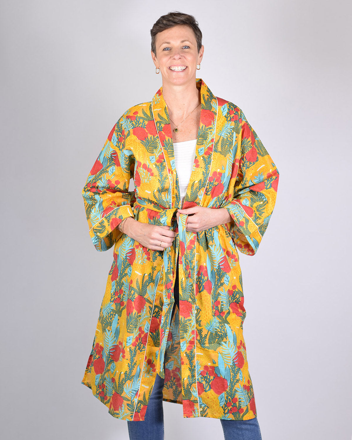 Lightweight Cotton Robe / Kimono - Morning Jungle