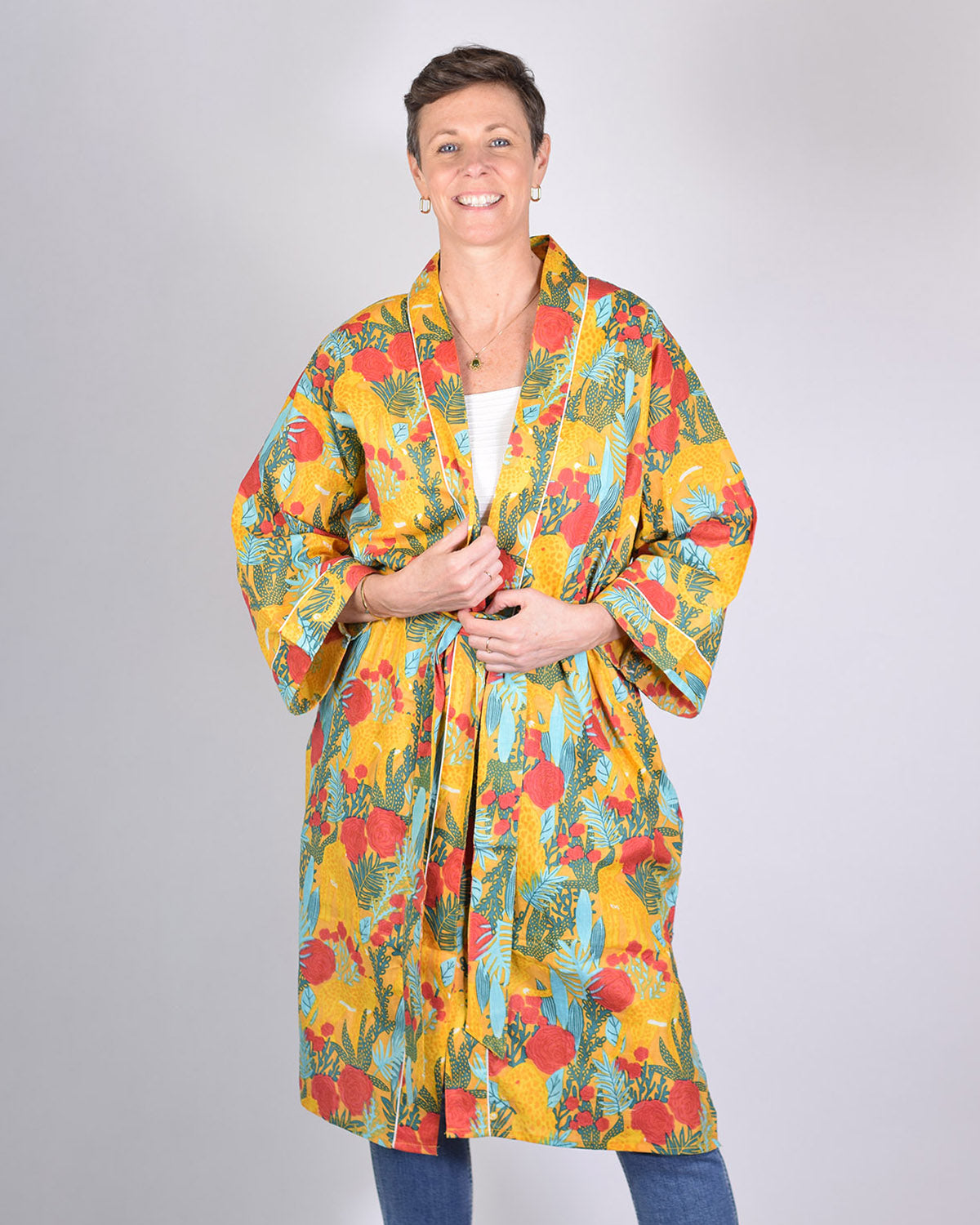 Lightweight Cotton Robe / Kimono - Morning Jungle