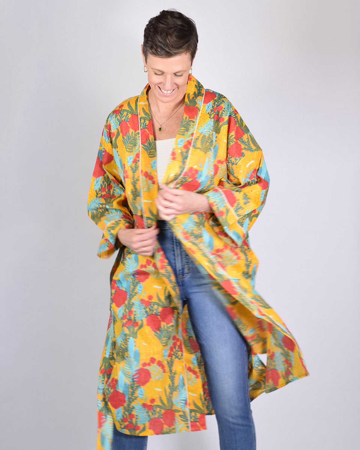 Lightweight Cotton Robe / Kimono - Morning Jungle