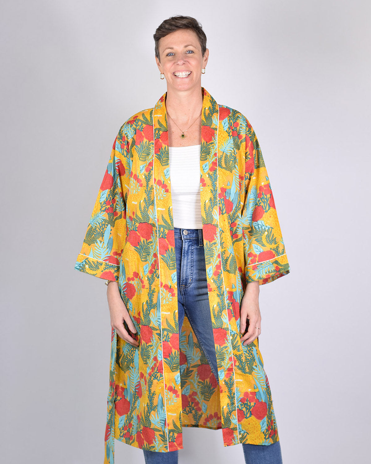 Lightweight Cotton Robe / Kimono - Morning Jungle