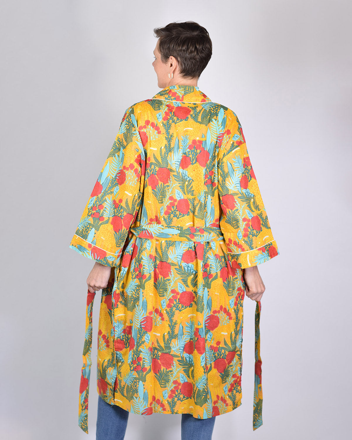 Lightweight Cotton Robe / Kimono - Morning Jungle