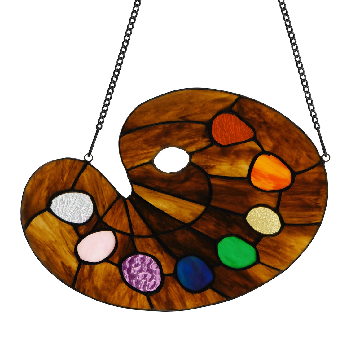 Brown Painter’s Palette Stained Glass Window Panel