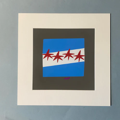 Chicago Flag Matted Print
