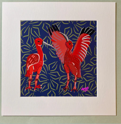 Red Ibis Matted Print