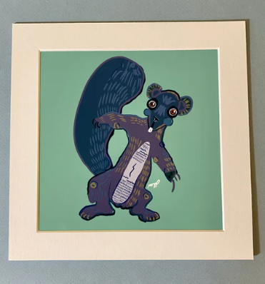 Squirrely Matted Print