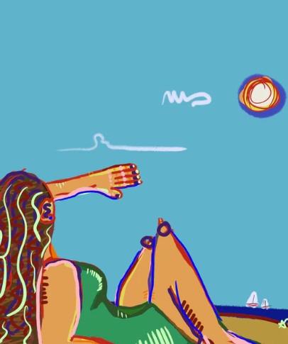 Sunbathing Matted Print
