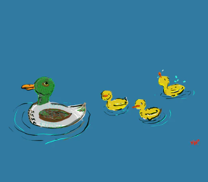 Ducklings Matted Print