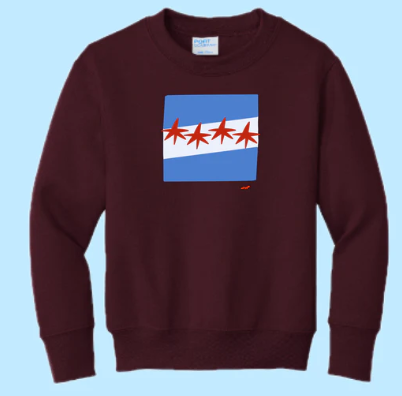 Chicago Flag Hand Pressed Graphic Sweatshirt (Youth)