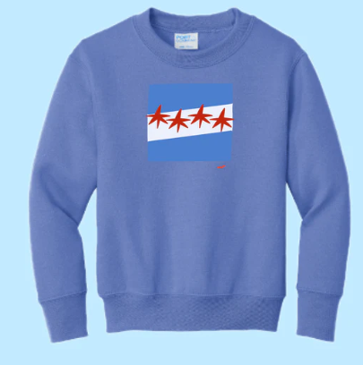 Chicago Flag Hand Pressed Graphic Sweatshirt (Youth)