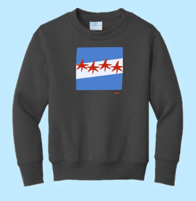Chicago Flag Hand Pressed Graphic Sweatshirt (Youth)