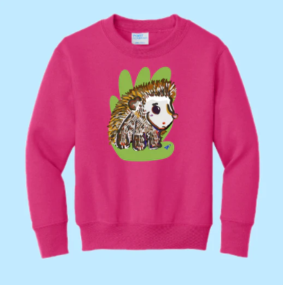 Hedgehog Hand Pressed Graphic Sweatshirt (Youth)