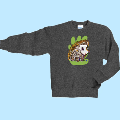 Hedgehog Hand Pressed Graphic Sweatshirt (Youth)