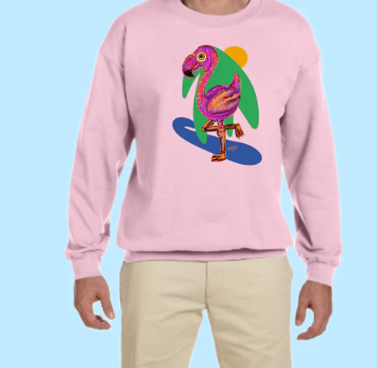 Flamingo Hand Pressed Graphic Sweatshirt