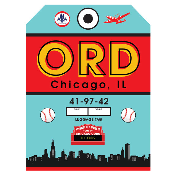 Luggage Tag #111 Chicago ORD O'Hare Cubs baseball