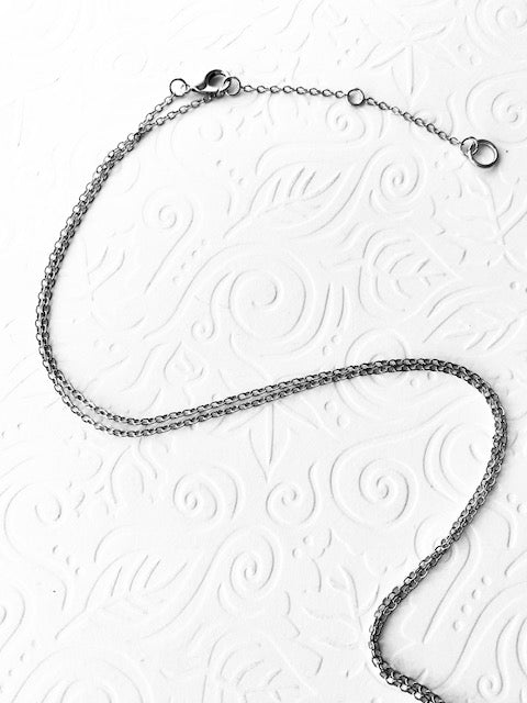 Silver Circular Pendant Necklace / Hematite Beads