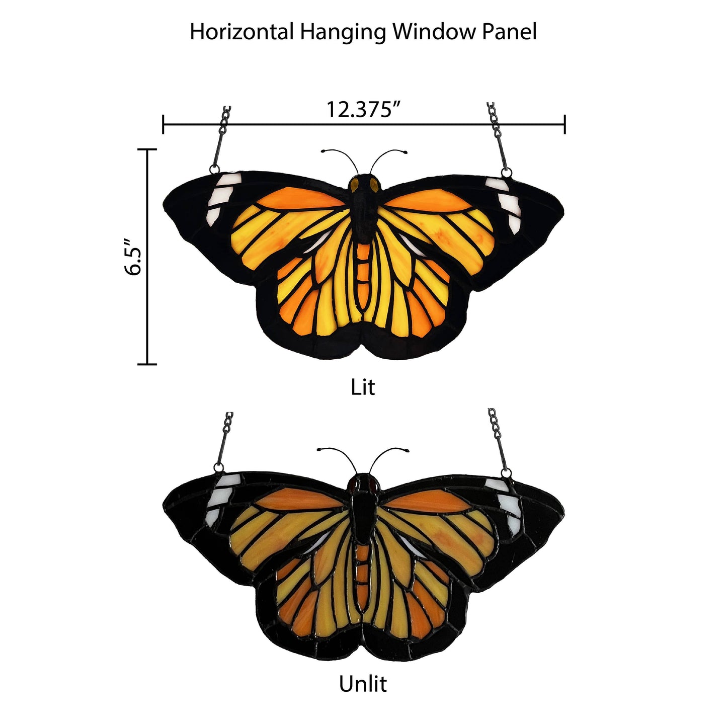 6.5"H Yellow & Orange Butterfly Stained Glass Window Panel