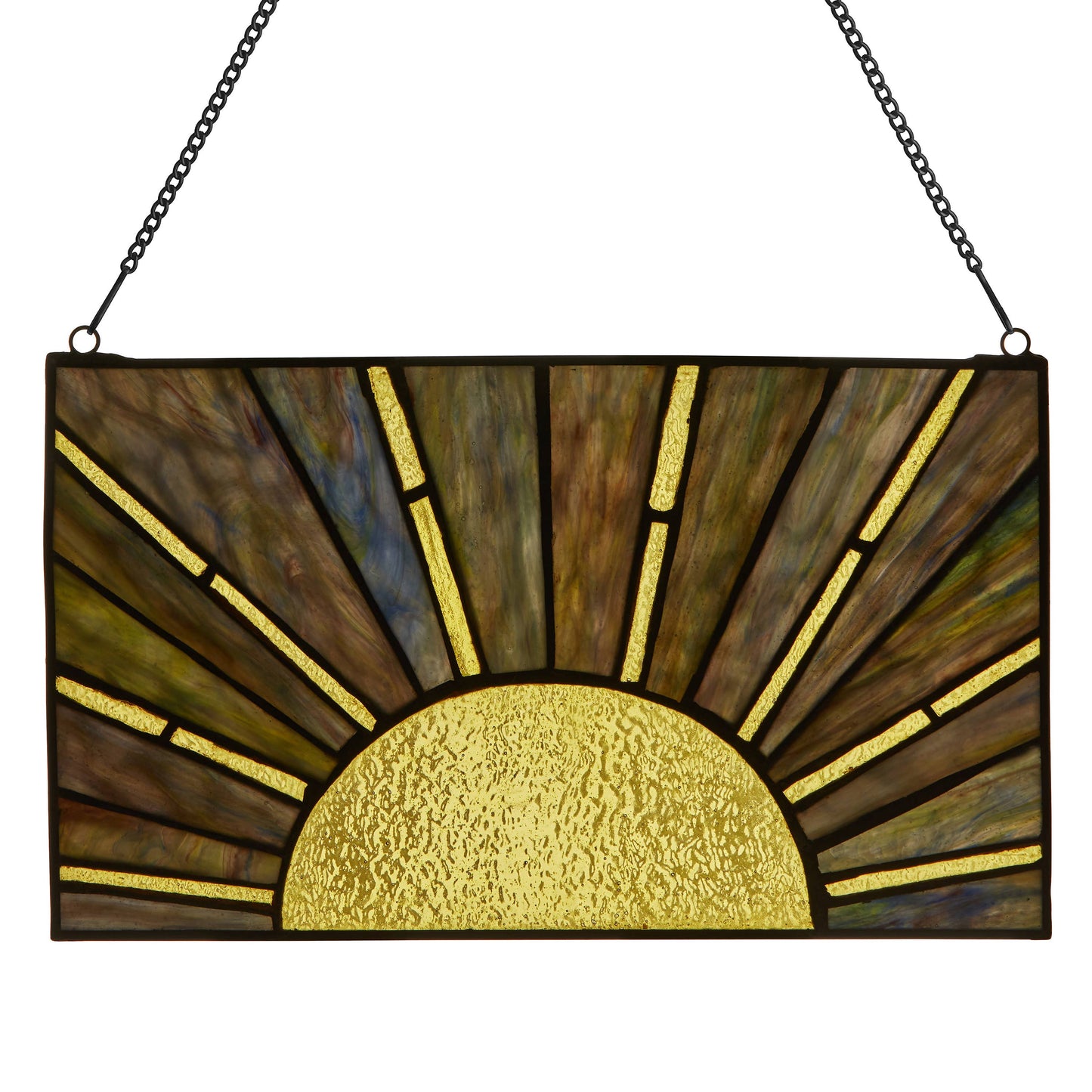 8"H Multicolor Sunrise/Sunset Stained Glass Window Panel