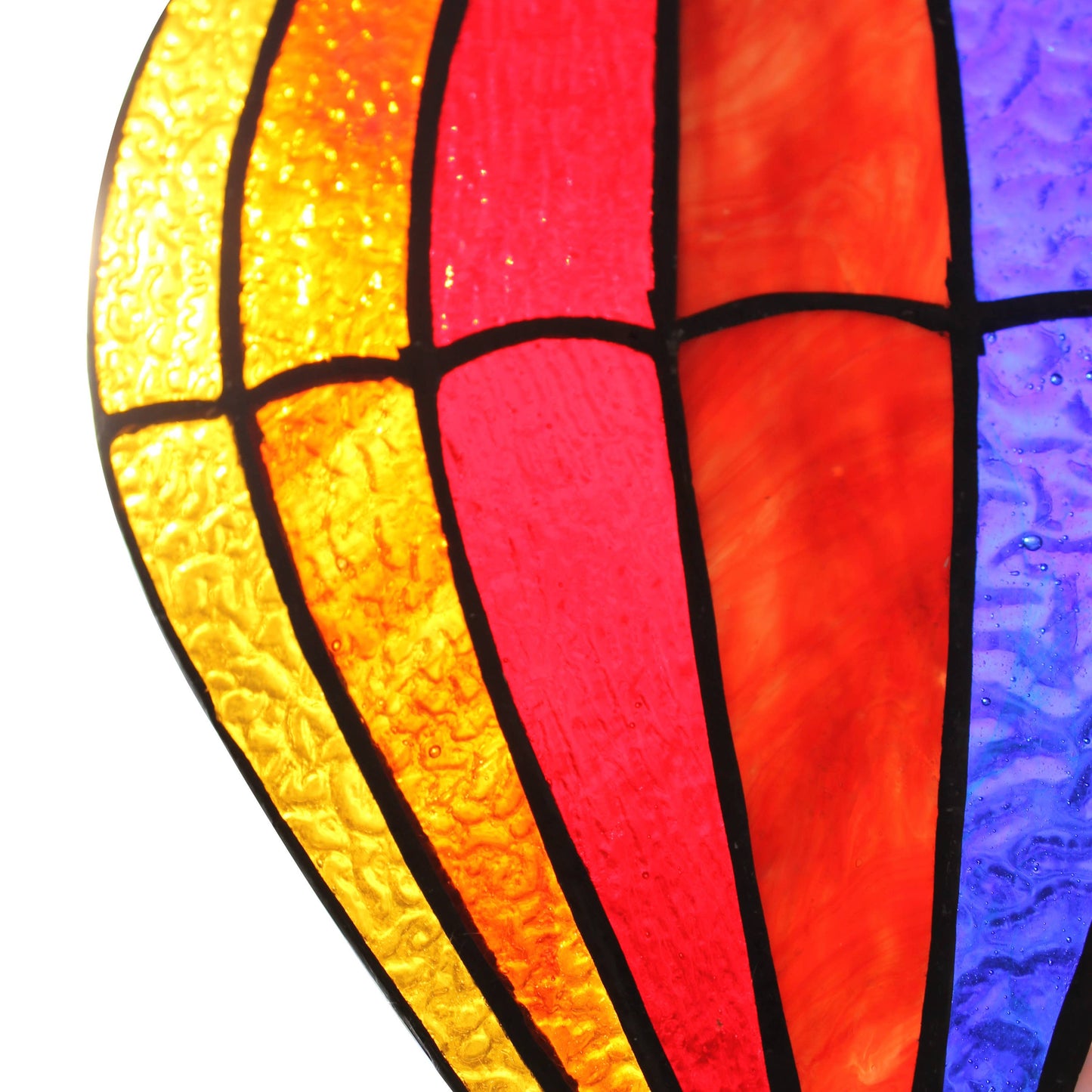 11"H Otis Red Hot Air Balloon Stained Glass Window Panel