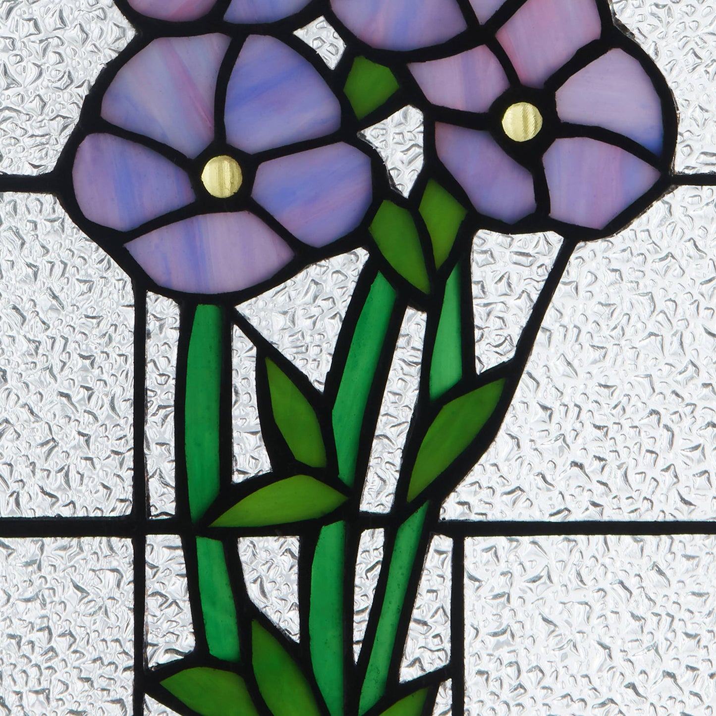 10"H Forget Me Not Purple Flowers Stained Glass Window Panel