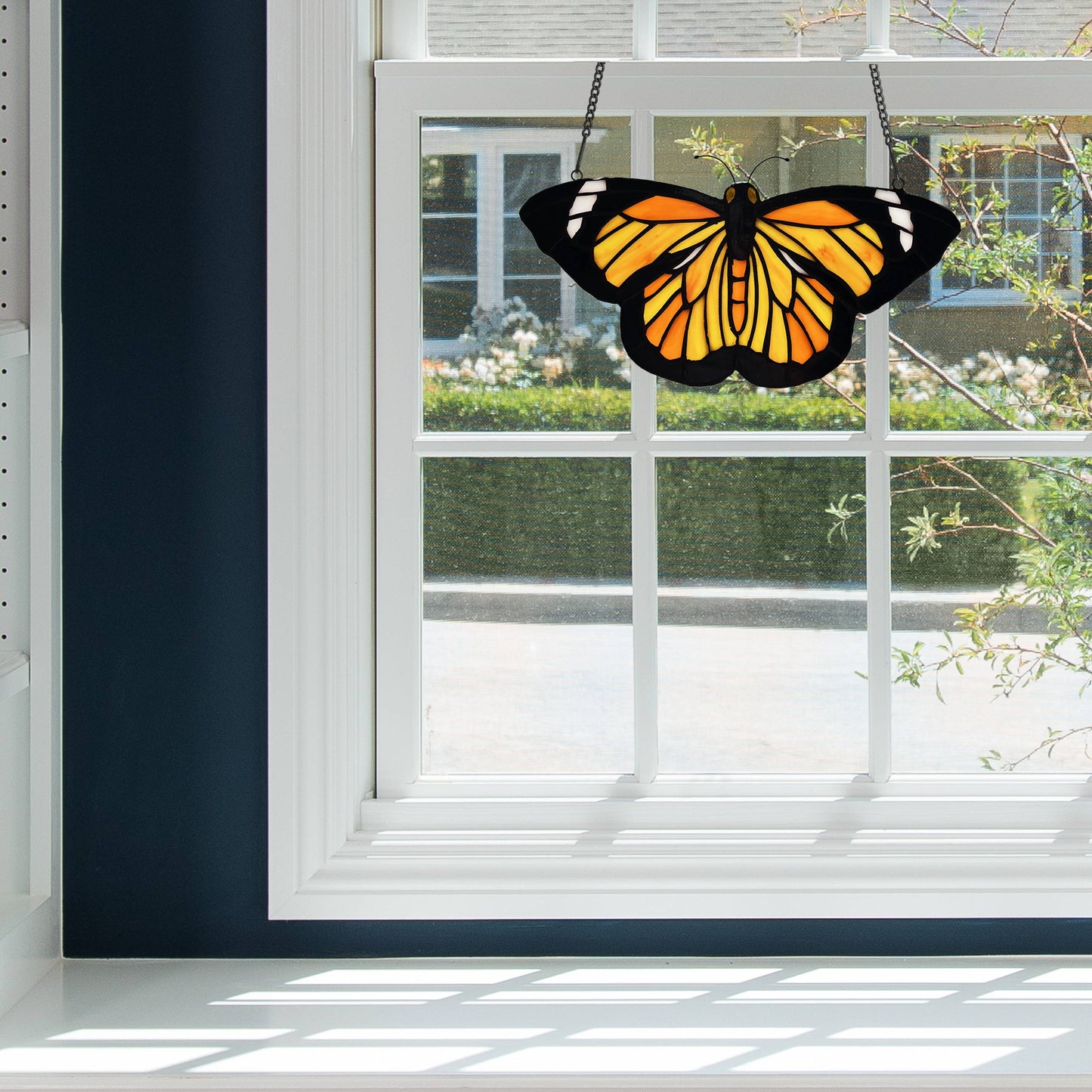 6.5"H Yellow & Orange Butterfly Stained Glass Window Panel