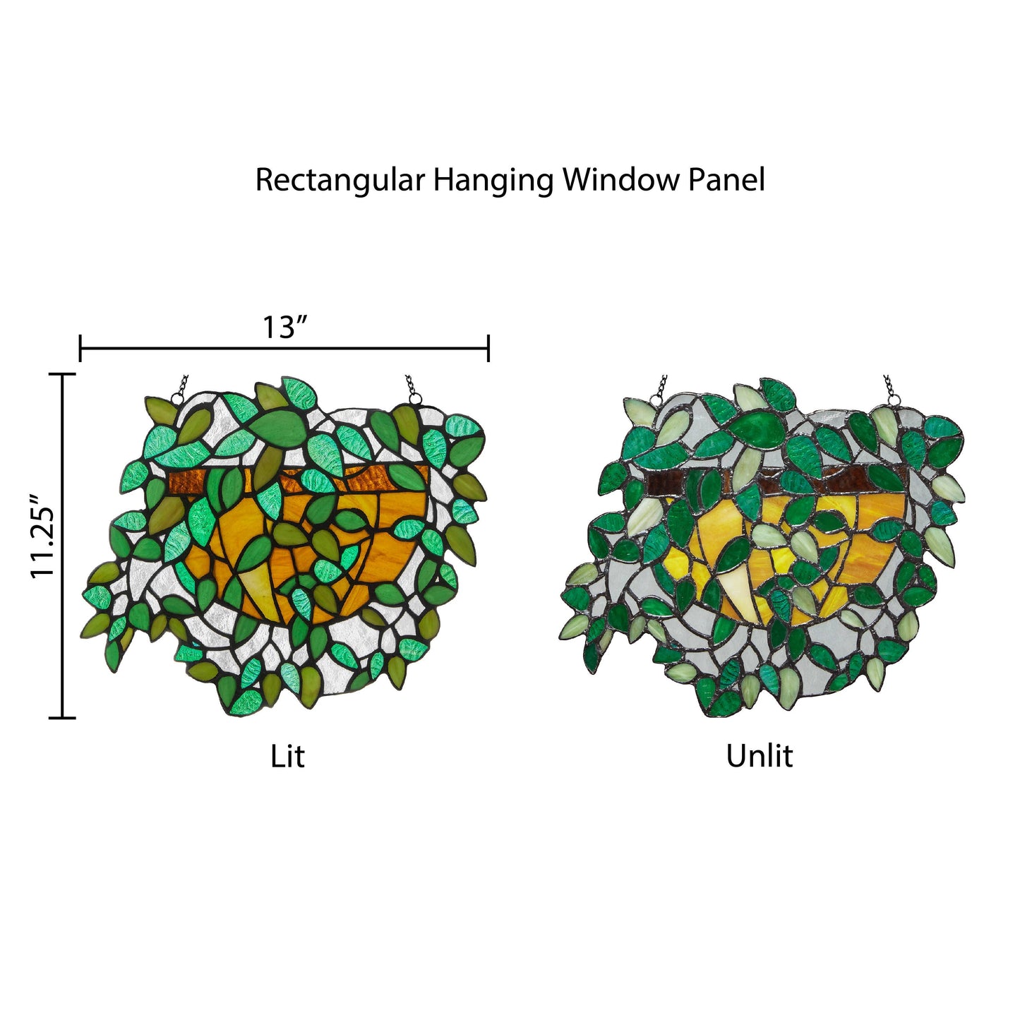 13"W Hanging Plant Tiffany-Style Stained Glass Window Panel