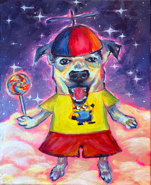 dog with propeller hat 8x10" print