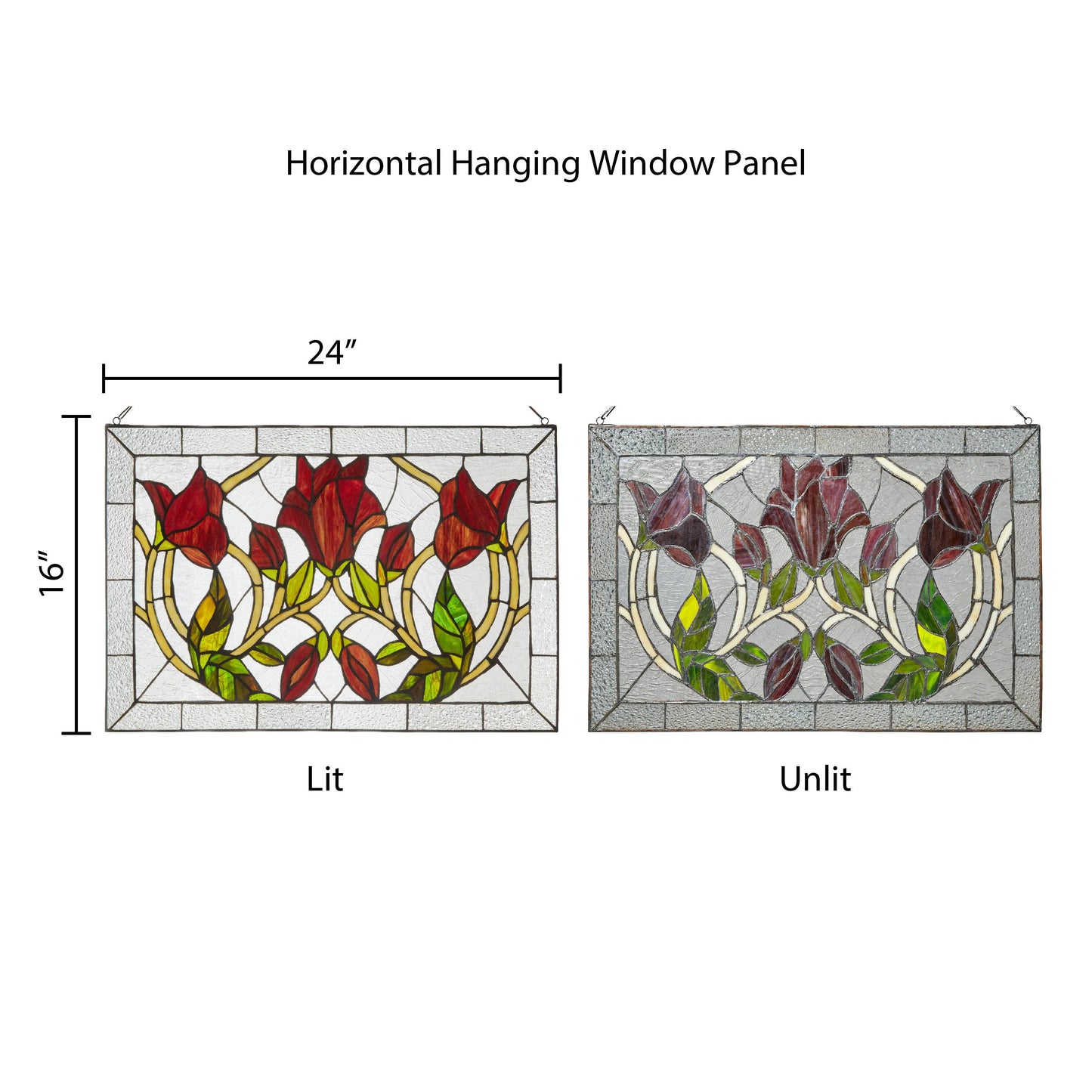 24"W Floral Vine Tiffany-Style Stained Glass Window Panel