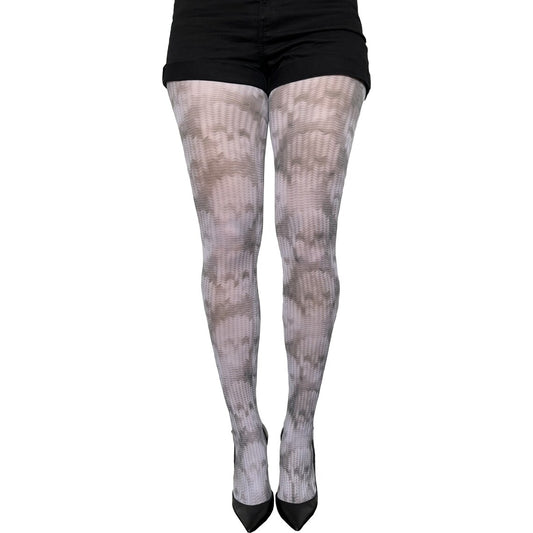 Gray Knitted Skull Patterned Tights