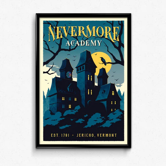 Nevermore Academy Retro Travel Poster