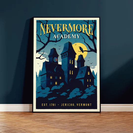 Nevermore Academy Retro Travel Poster