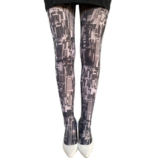 New York Skyline Patterned Tights