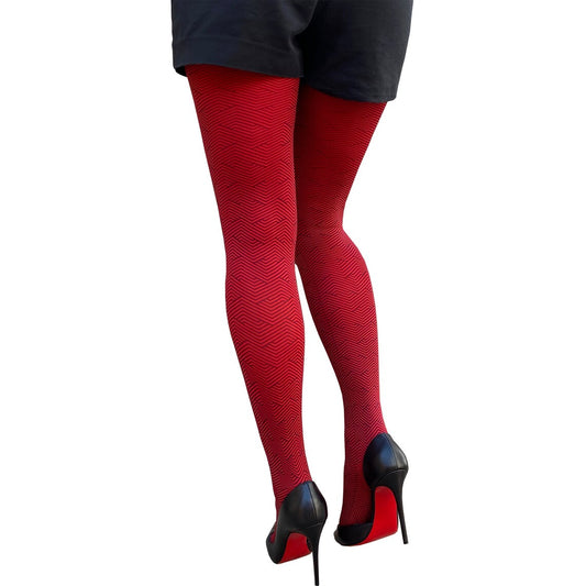 Red Zig Zag Patterned Tights