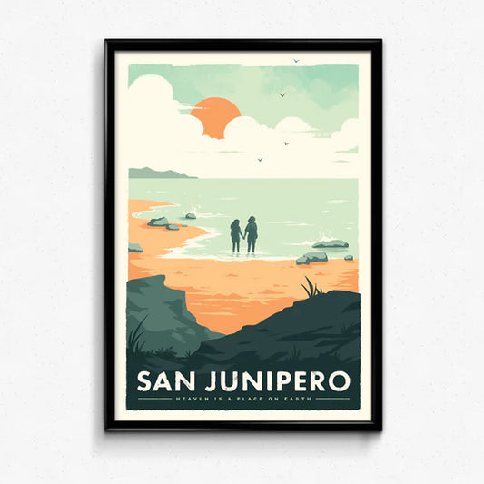 San Junipero Retro Travel Poster